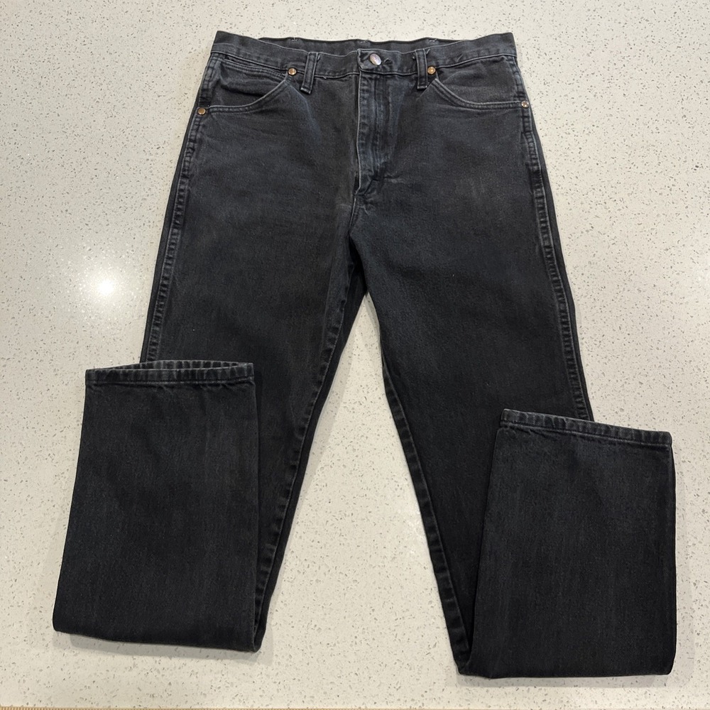 Wrangler Cowboy Cut Jeans Mens 32x34 Black 936WBK Slim Fit Straight Leg‎ Denim